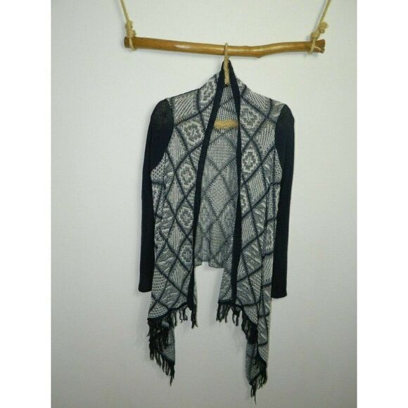 Sweater Project Cardigan Sweater Open Front Blue White Long Sleeve Size Large - Picture 5 of 6